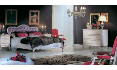 Комплект мебели в спальню Vaccari Giovanni Bella Italia (кровать 180*200, 2 тумбы прикроватные, комод, шкаф 4-х дверный) BV1416/A+BV1420/L