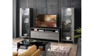 Комплект мебели в гостиную Alf Group Graphite (Тумба ТВ + 2 витрины 1А) PJGP0683 + KJGP631